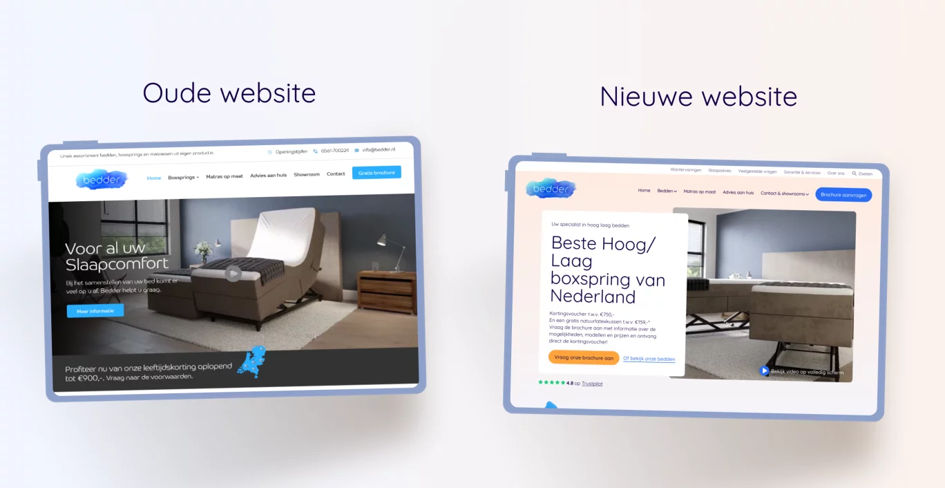 oude website en nieuwe website
