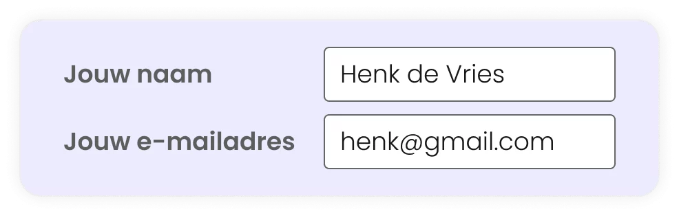 Links uitgelijnde labels formulier website voorbeeld